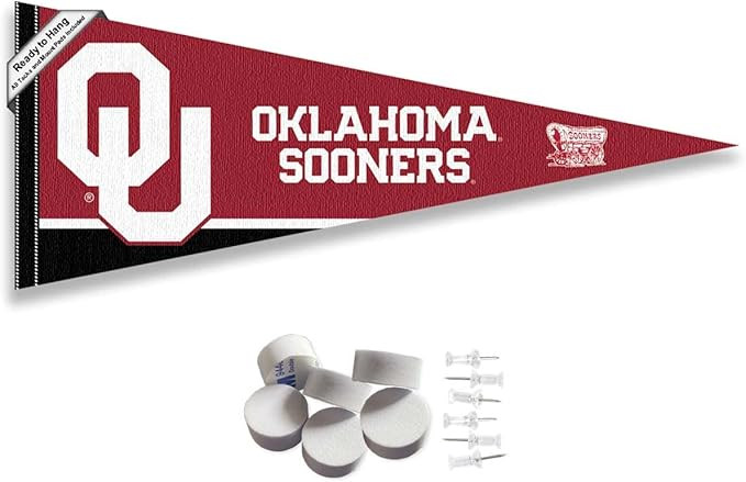 College Flags & Banners Co. Oklahoma Sooners Pennant Flag and Wall Tack Mount Pads | Amazon (US)