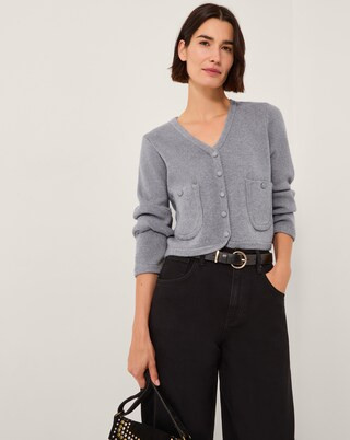 Monsoon Viola V-Neck Cropped Cardigan | Simply Be | Simply Be (UK)