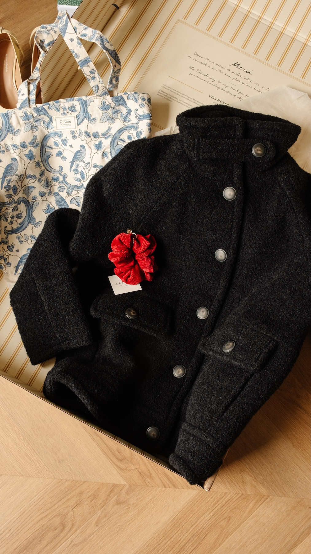 Sezane Leo Coat and Maxi Scrunchie.  

 #LTKfall #LTKwinter #LTKstyletip