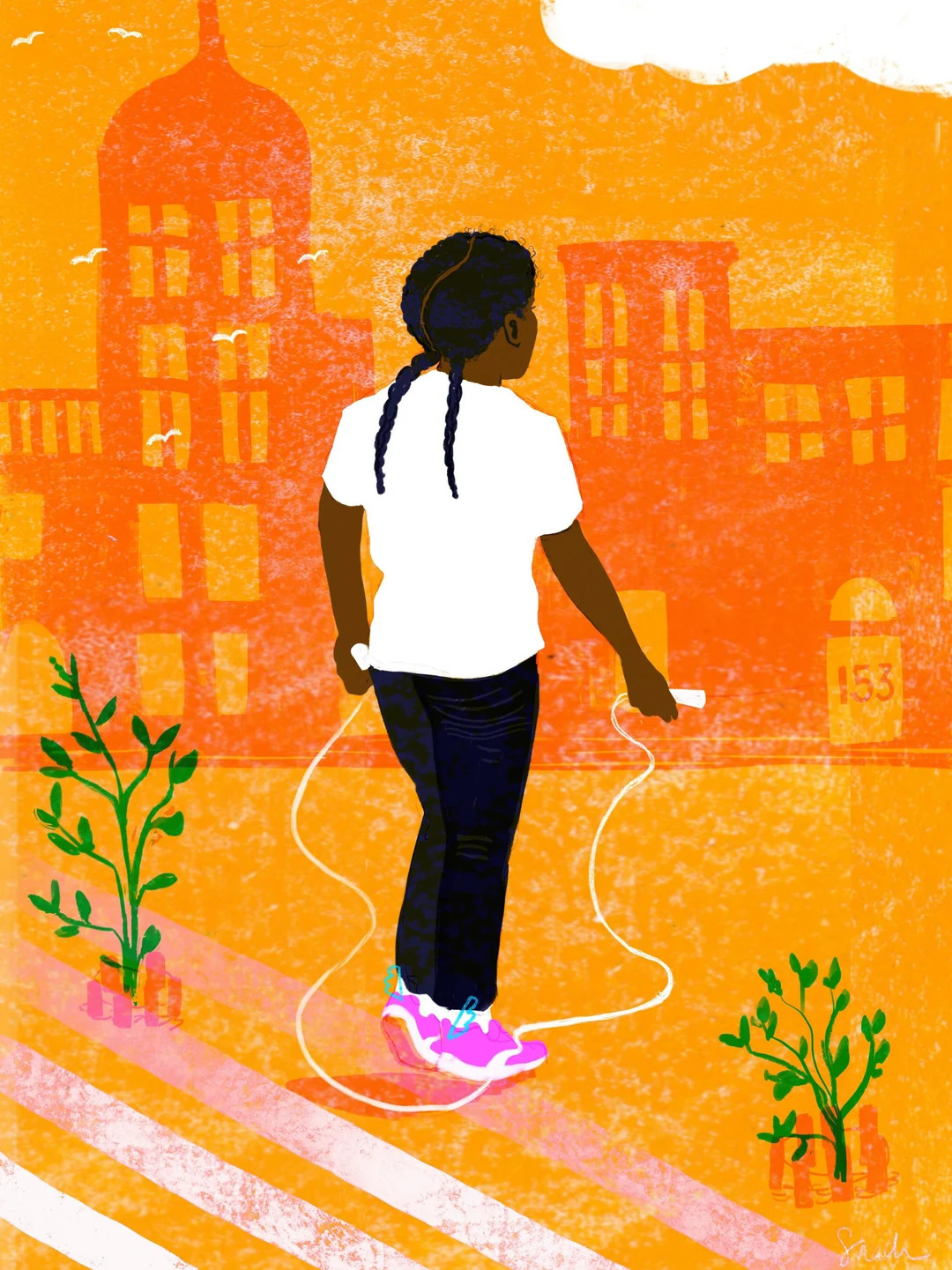 City Rope Print: Girl Skipping, Urban Art (8x11 Digital Print) - Etsy | Etsy (US)