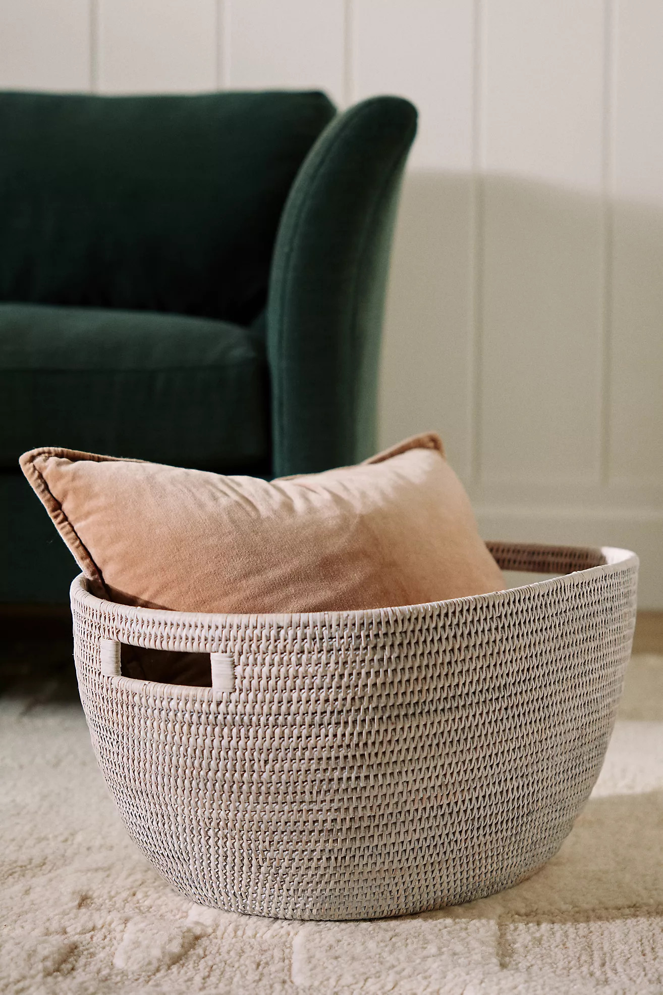 Handwoven Rattan Laundry Basket with Cutout Handles | Anthropologie (US)