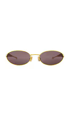 Bottega Veneta Sardine Sunglasses in Gold & Grey from Revolve.com | Revolve Clothing (Global)