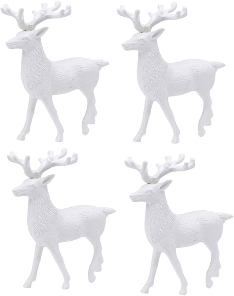 Amosfun Christmas Reindeer Figurine Plastic Deer Ornament Miniature Toy Xmas Desktop Table Center... | Amazon (US)