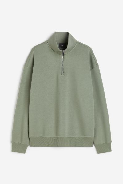 Relaxed Fit Zip-top sweatshirt - Green - Men | H&M GB | H&M (UK, MY, IN, SG, PH, TW, HK)