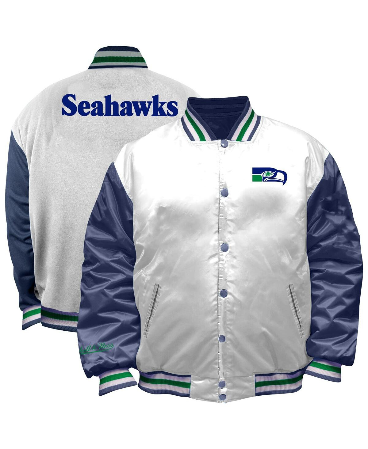 Mitchell & Ness Women's White Seattle Seahawks Throwback Plus Size Full-Snap Satin Jacket - White | Macy's