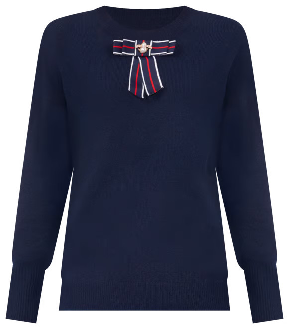 Women's Embellished Ribbon-Trim Crewneck Sweater | Macy's