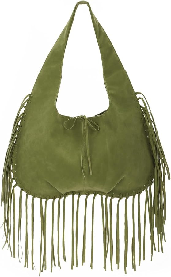 Emprier vintage Fringe Shoulder Bags for Women Western Hobo Handbags Vegan Faux Suede Leather Tas... | Amazon (US)