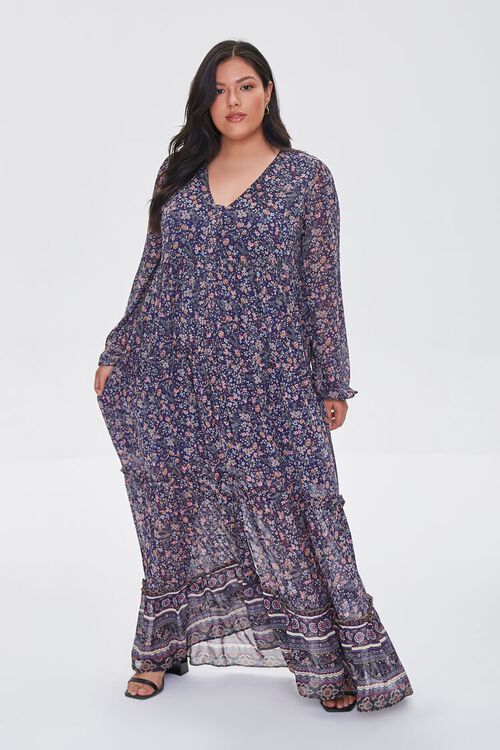Plus Size Chiffon Floral Maxi Dress | Forever 21 | Forever 21 (US)
