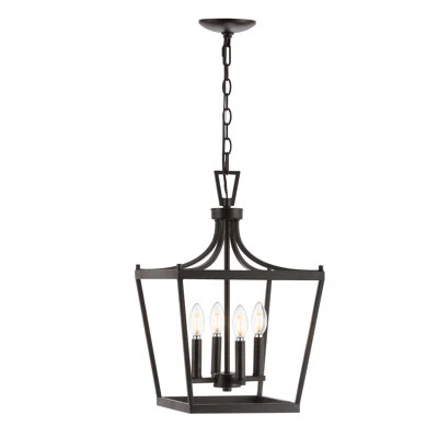 Napoli 4 - Light Lantern Geometric Pendant Ivy Bronx Finish: Oil Rubbed Bronze | Wayfair North America