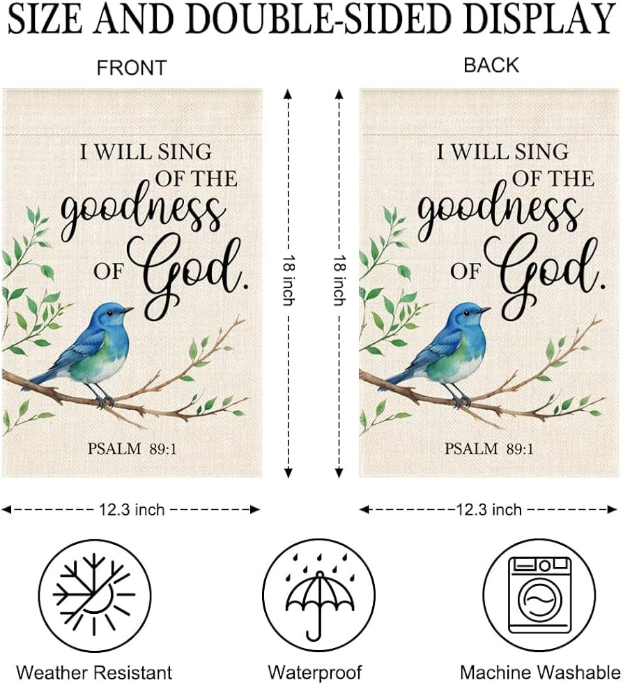 I Will Sing Of The Goodness Of God Garden Flag, Psalms 89:1 Religious Garden Flag Double-Sided Ya... | Amazon (US)