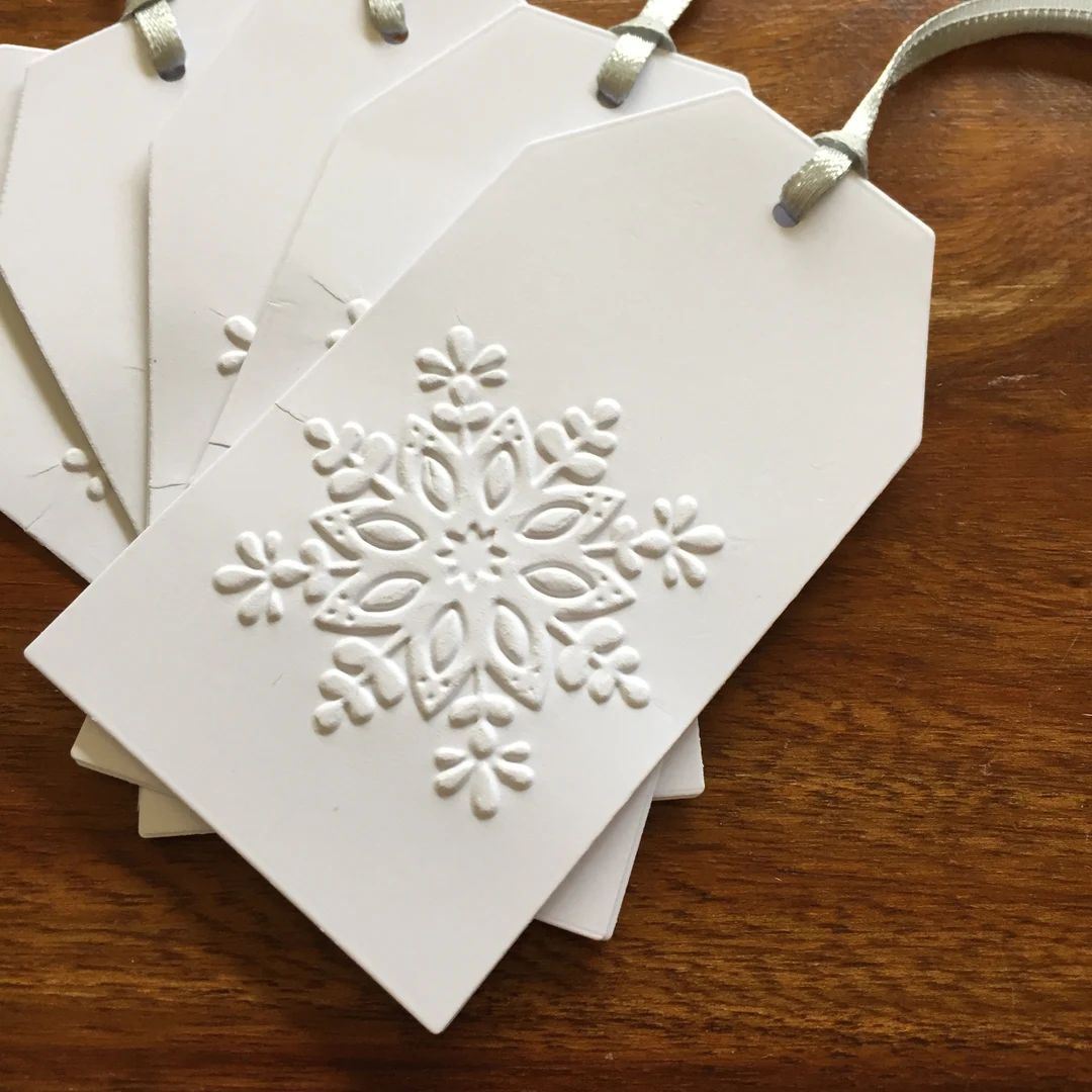 Pack of 5 Embossed Christmas/holiday Gift Tags. Oblong Tags - Etsy | Etsy (US)