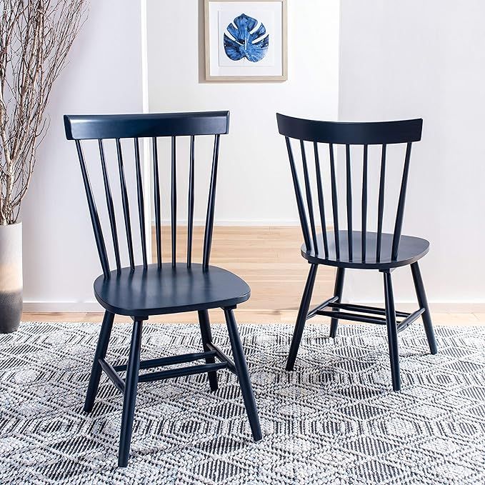 Safavieh Home Parker Navy Blue Spindle Dining Chair, Set of 2 | Amazon (US)