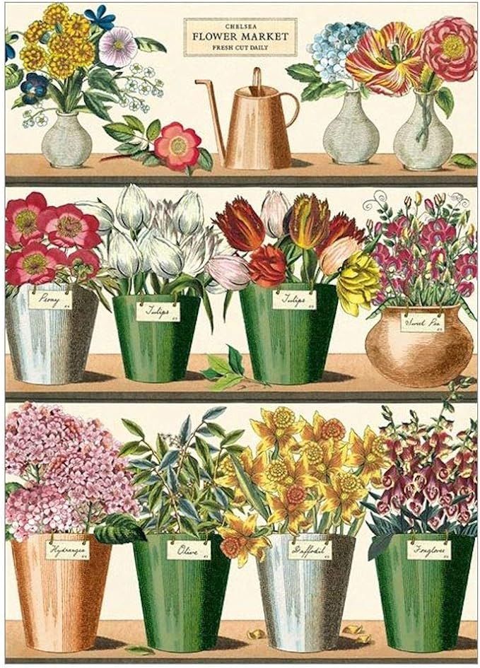 Cavallini Decorative Wrap Poster, Flower Market, 20 x 28 inch Italian Archival Paper (WRAP/FLRMKT... | Amazon (US)