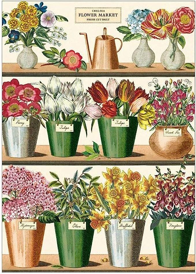 Cavallini Decorative Wrap Poster, Flower Market, 20 x 28 inch Italian Archival Paper (WRAP/FLRMKT... | Amazon (US)