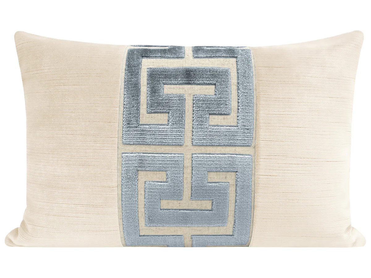 THE LITTLE LUMBAR :: STRIE VELVET // CASHMERE + DELFT GREEK TRIM | LITTLE DESIGN LLC