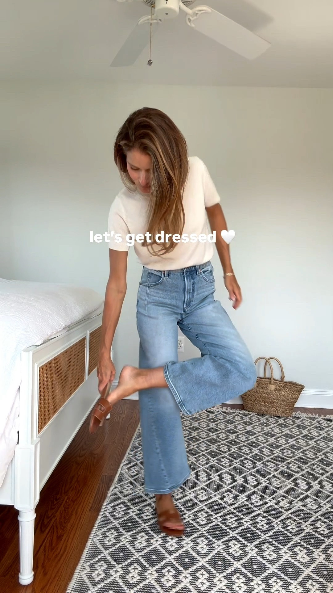 Cashmere tee: wearing a size small
jeans: run tts, wearing a size 25
my bag is sold out so I can't link, but it’s by Pamela Munson 

codes: use MEGD15 for 15% off my cuff bracelet and MEG15 for 15% off my jeans. 