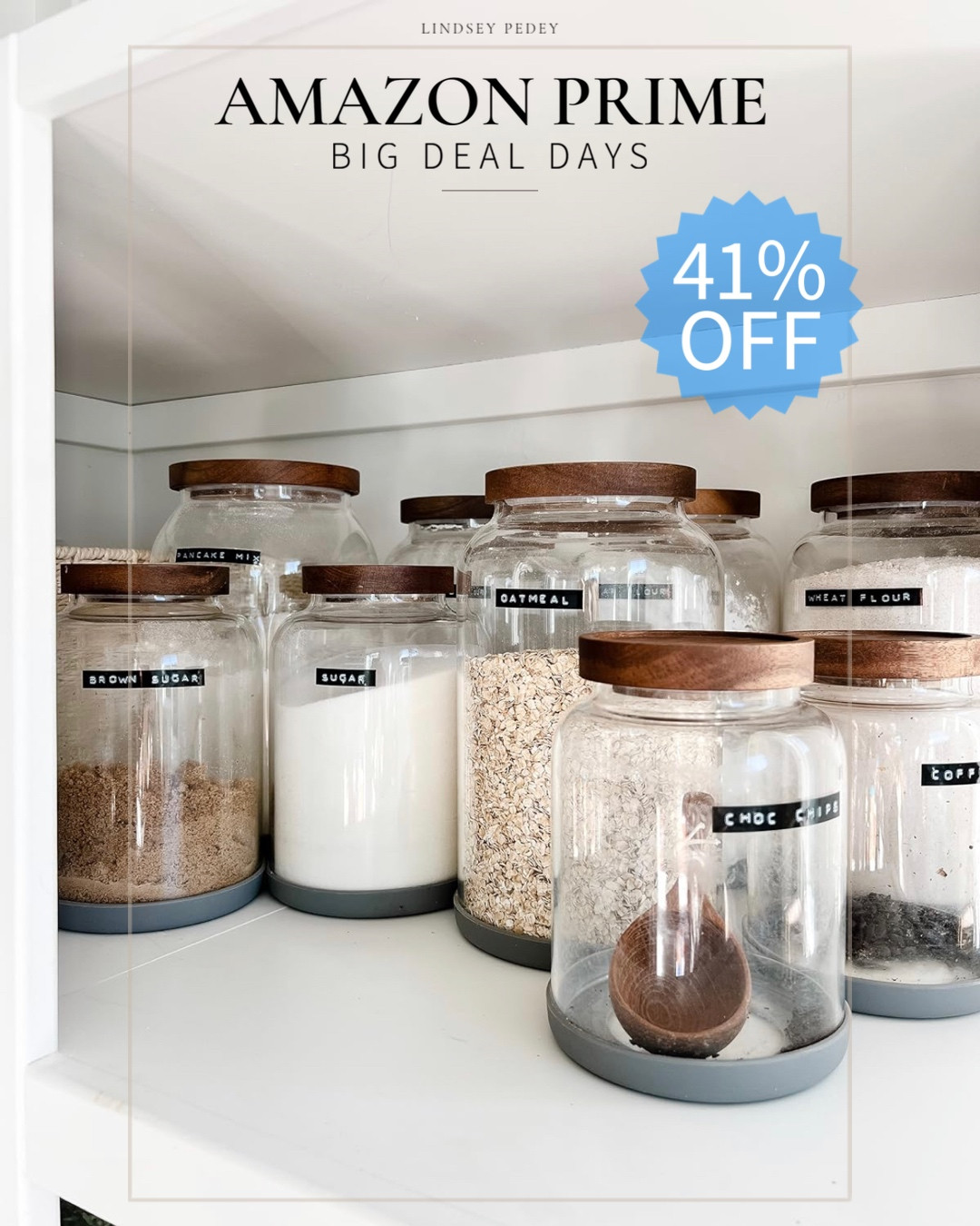 Large Glass Food Canisters, 93 FL OZ(2750ml) Kitchen Serving Stoarge Container with Airtight Wood... | Amazon (US)