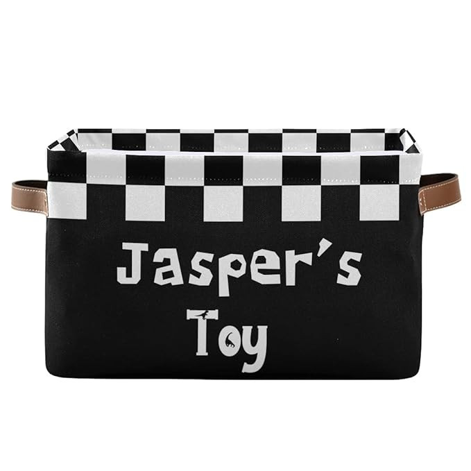 Custom Chessboard Checkered Rectangular Storage Bin Basket with Handles - Personalized Organizer Bin | Amazon (US)