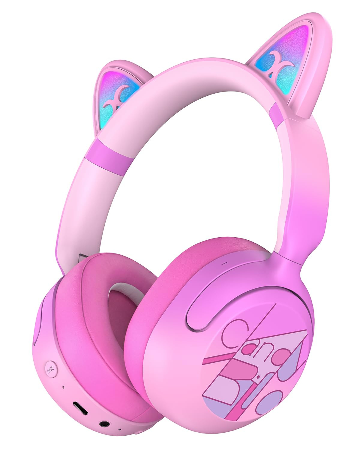Kids Bluetooth Headphones with LED Cat Ears, Active Noise Cancelling Headphones for Kids, 85dB Vo... | Amazon (US)