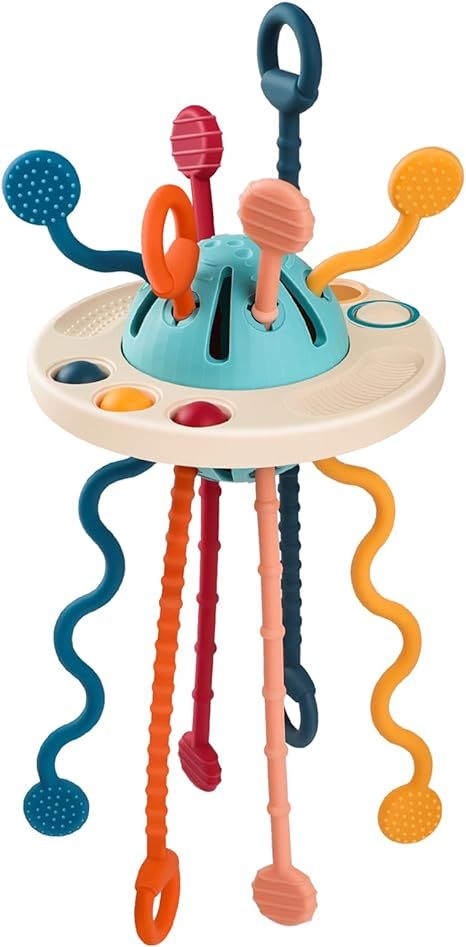 Baby Montessori Toys for 6-12 12-18 Months, Food Grade Silicone Pull String Toys for 1 Year Old, ... | Amazon (US)