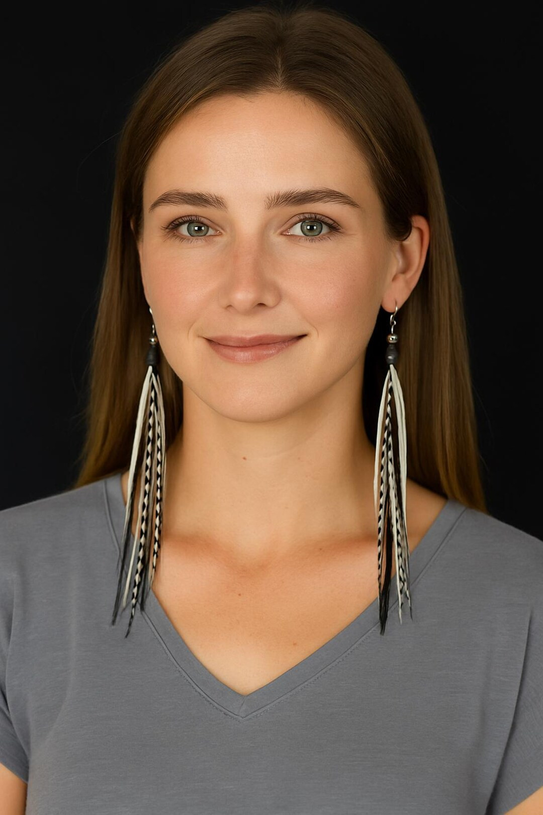 Feather Earrings 5-6 Inch Black and White Mix - Etsy | Etsy (US)