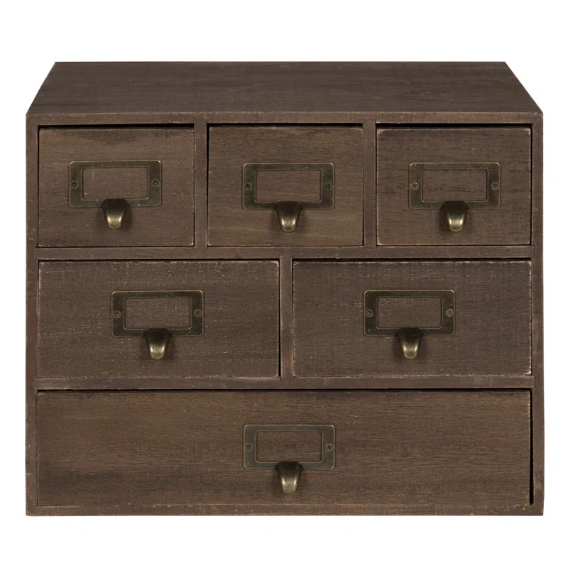 Apothecary Wood 6 Drawer Desk Organizer | Wayfair North America
