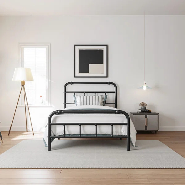Dequesha Heavy-Duty Anti-Sway 18-inch Steel Tube Iron Bed with Headboard Under the Bed for Storag... | Wayfair North America