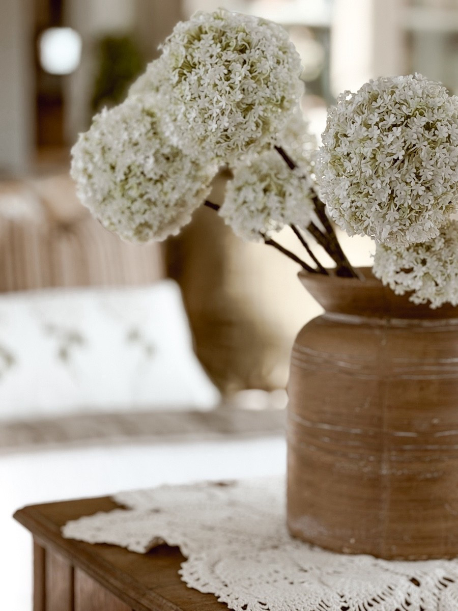 These faux hydrangeas are stunning! They have extra long stems. I actually even trimmed mine down a bit. So beautiful! 

#LTKSeasonal #LTKHome