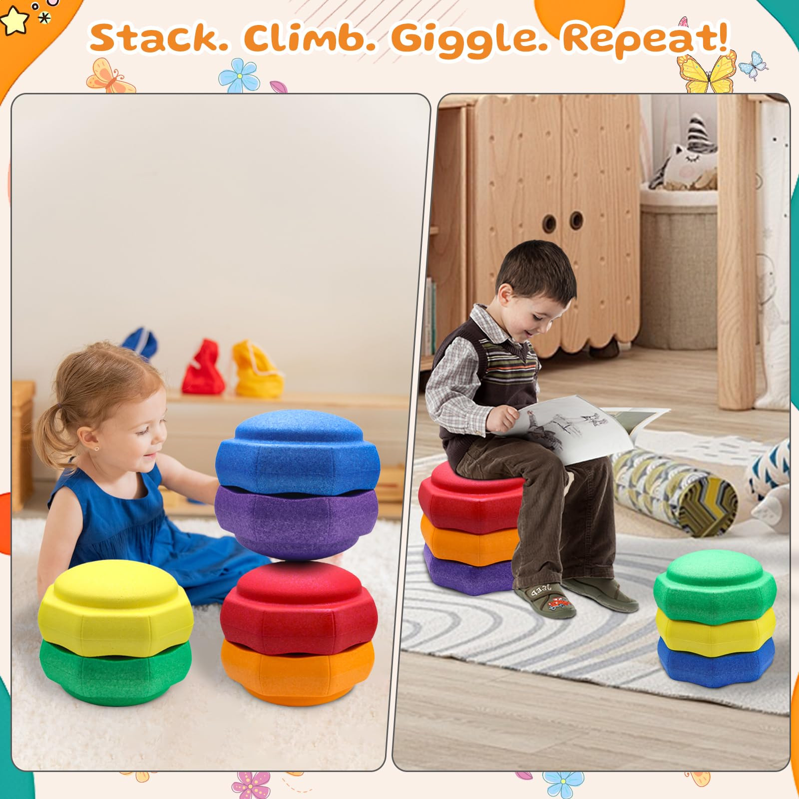 Stepping Stones for Kids – 6 pcs EPP Balance Sensory Kids Stepping Stones for Toddlers 1-3 for ... | Amazon (US)