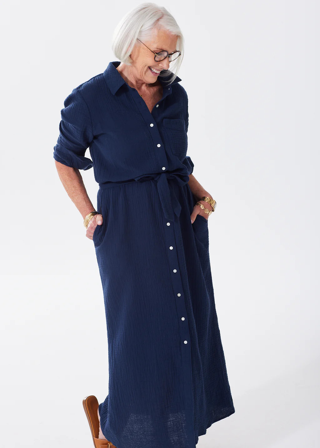 The Organic Cotton Gauze Long Shirt Dress - Double Gauze | Alice Walk