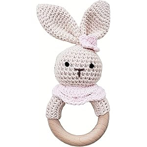 Natural Crochet Teether Toy Rattle for Baby Forest Friends Handmade Amigurumi Crochet Bunny Deer ... | Amazon (US)