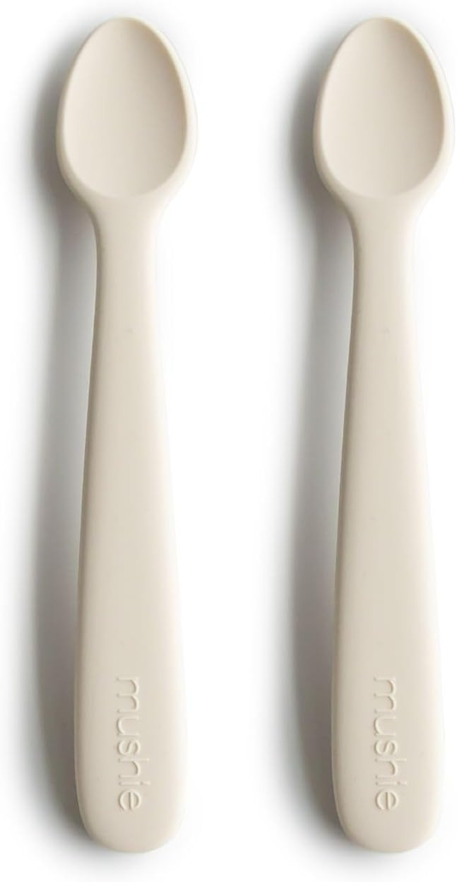 mushie Silicone Baby Feeding Spoons | 2 Pack (Ivory) | Amazon (US)