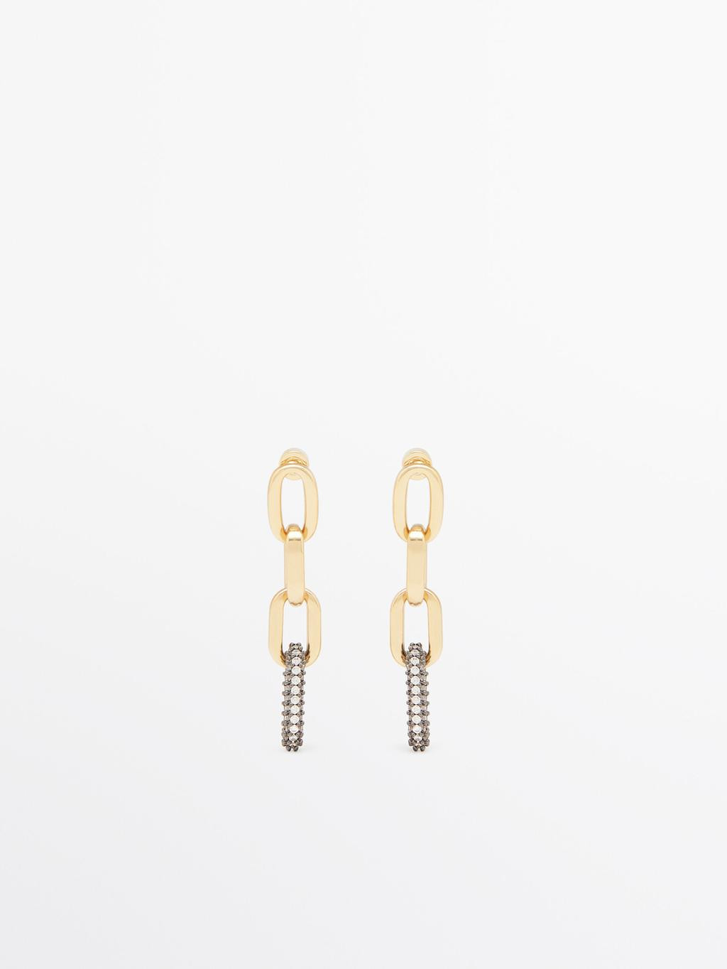 Kombinierte glänzende Ohrringe mit Kettenglied | Massimo Dutti DE