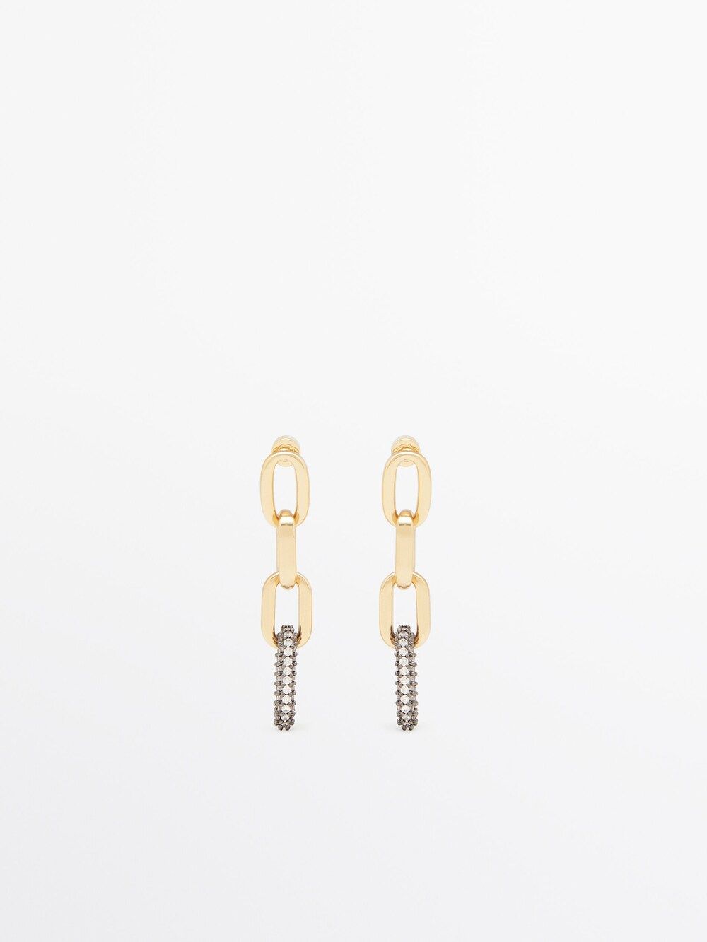 Kombinierte glänzende Ohrringe mit Kettenglied | Massimo Dutti DE