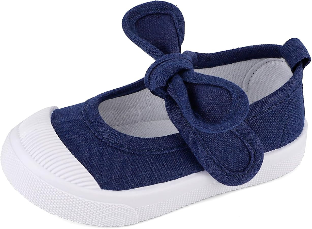 ESTAMICO Kids School Uniform Dress Shoe Girls Bowknot Mary Jane Flat Sneakers for Toddler/Little ... | Amazon (US)