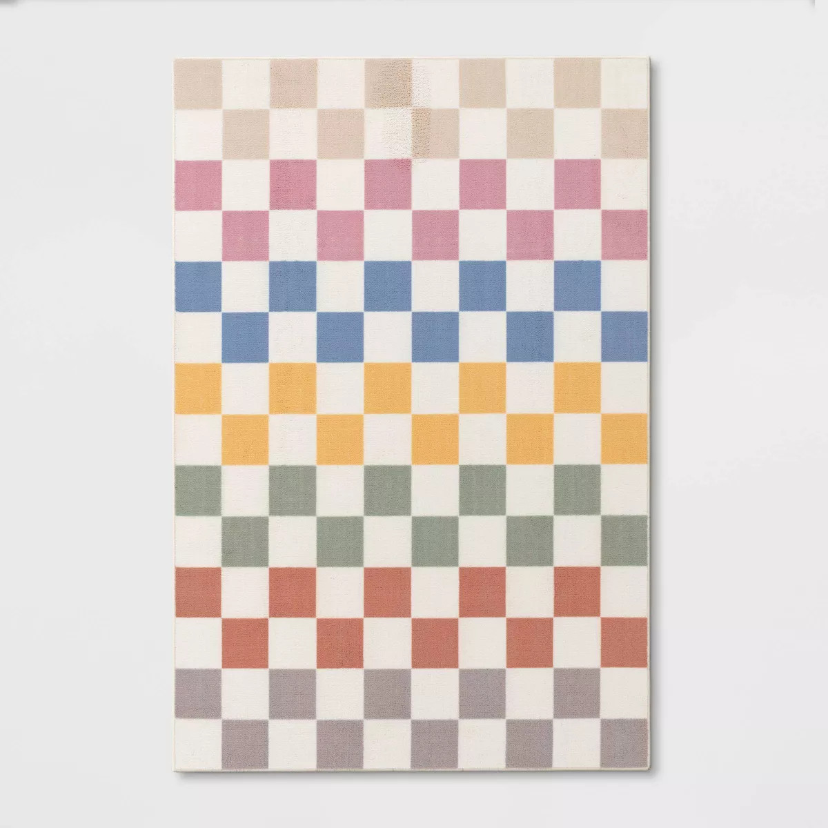4'x5'6" Washable Checkered Area Rug Ivory/Pink/Blue - Room Essentials™ | Target