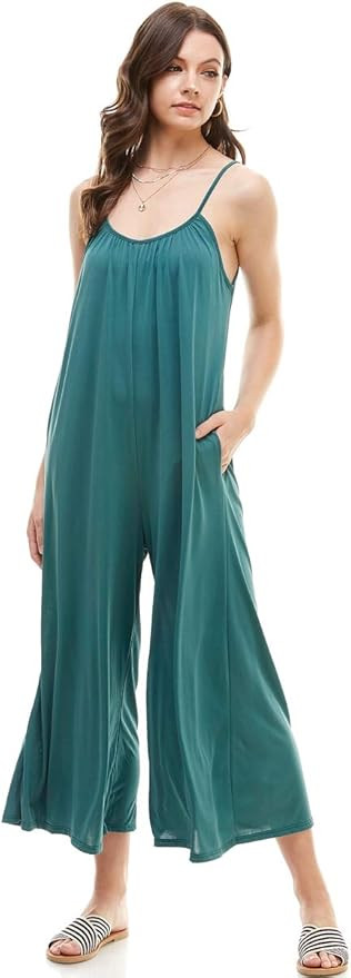 Alexander + David Women’s Casual Loose Fit Jumper, Spaghetti Strap Sexy Jersey Jumpsuit Romper | Amazon (US)