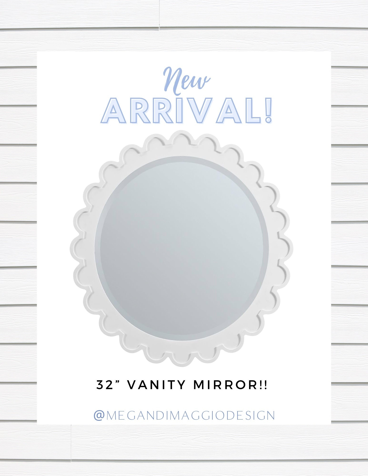 Found the cutest new white scalloped 32” mirror!! 🤩 Perfect for a bath vanity or over a console or dresser!!