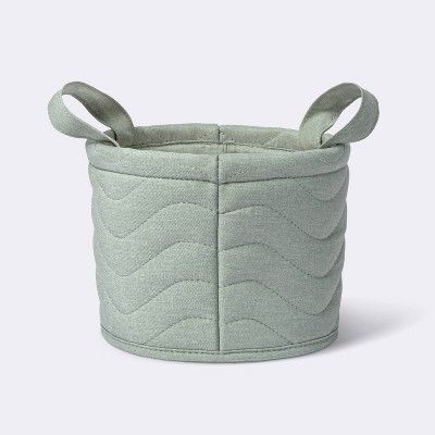 Quilted Fabric Small Round Storage Basket - Green - Cloud Island™ | Target