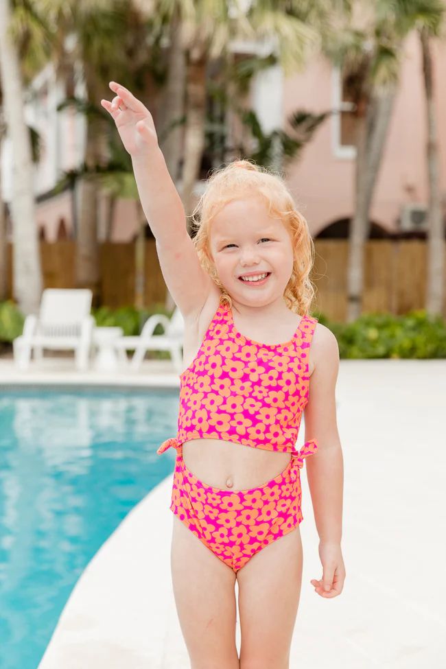 Kid's Sandy Shores In Floral Flair Tie Side Swimsuit FINAL SALE | Pink Lily