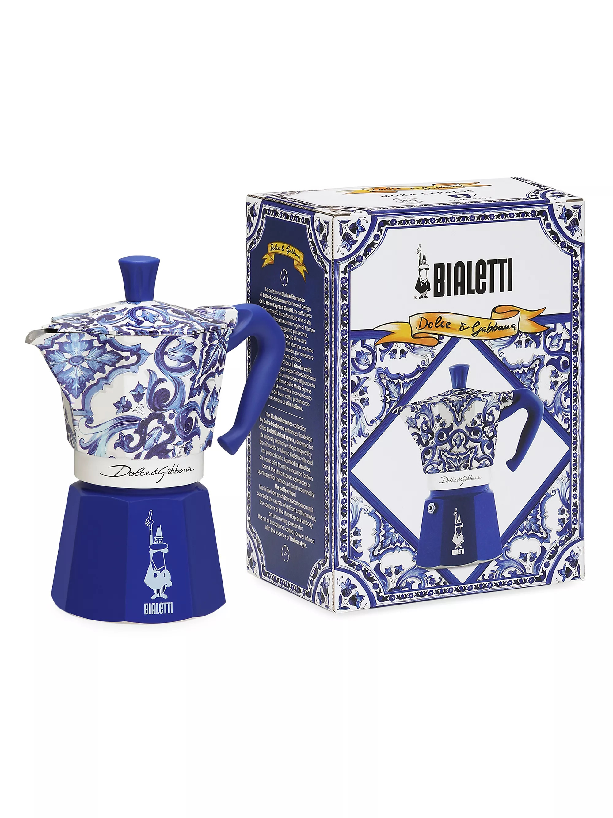 Dolce&Gabbana Dolce&amp;Gabbana x Bialetti Blue Mediterraneo 6-Cup Moka Machine | Saks Fifth Aven... | Saks Fifth Avenue