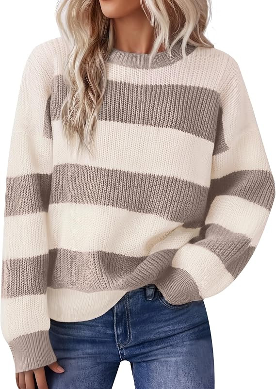 Ribbed Crew Neck,Lightweight,Loose Fit,Winter Warm Trendy Cloth | Amazon (US)