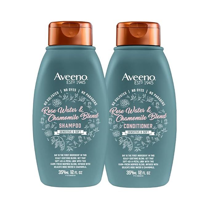 Aveeno Scalp Soothing Rose Water & Chamomile Blen Shampoo & Conditioner for Sensitive and Soft, S... | Amazon (US)