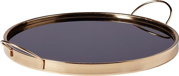 Amazon Brand – Rivet Contemporary Decorative Round Metal Serving Tray with Handles, 17.5-Inch, ... | Amazon (US)