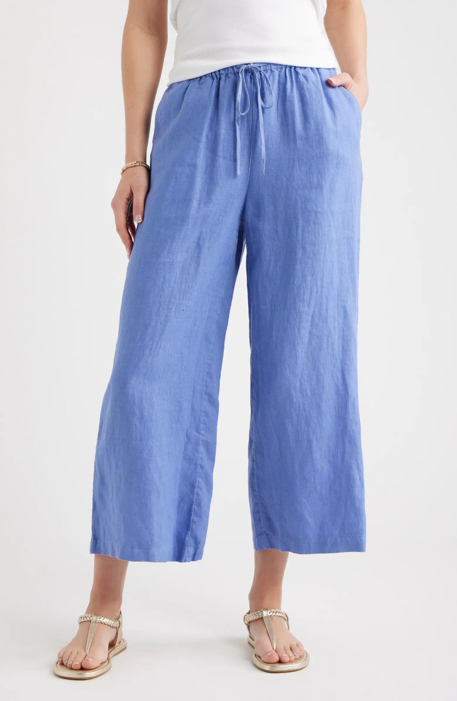 Wide Leg Crop Linen Pants | Nordstrom