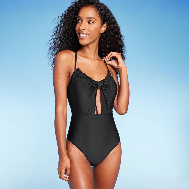Women's Front Cut Out Ruffle Detail One Piece Swimsuit - Shade & Shore™ | Target