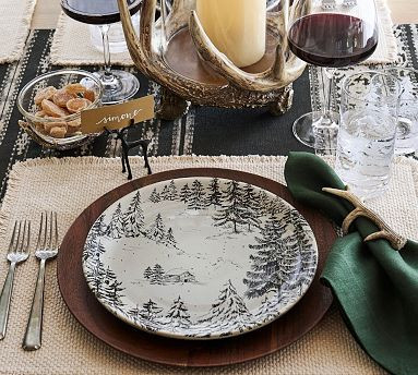 Rustic Forest Stoneware Dinner Plates - Set of 4 | Pottery Barn (US)