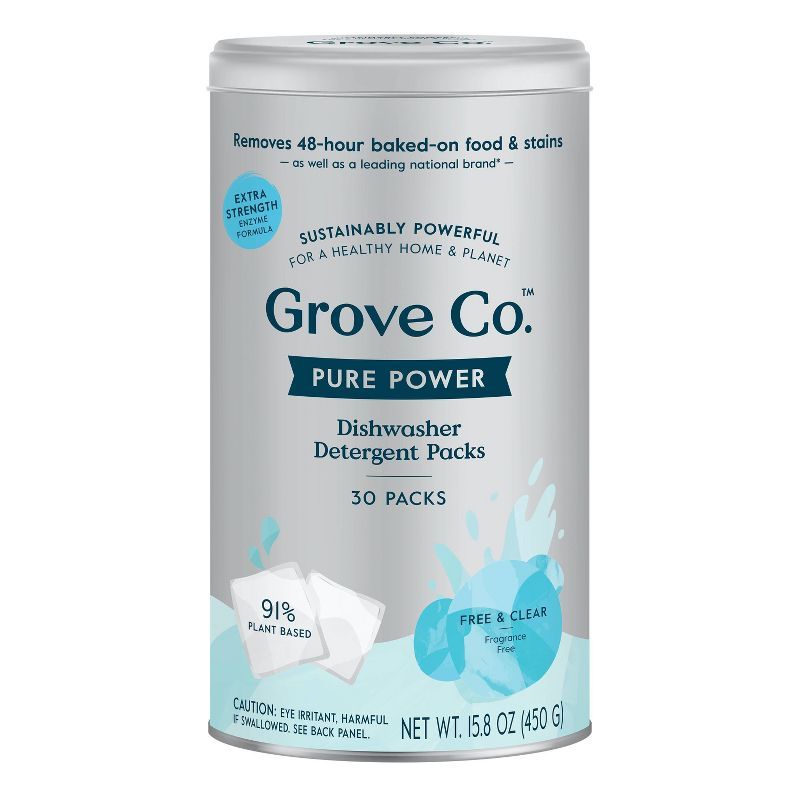 Grove Co. Dishwasher Detergent Packs - Pure Power Free & Clear - 30ct/15.8oz | Target