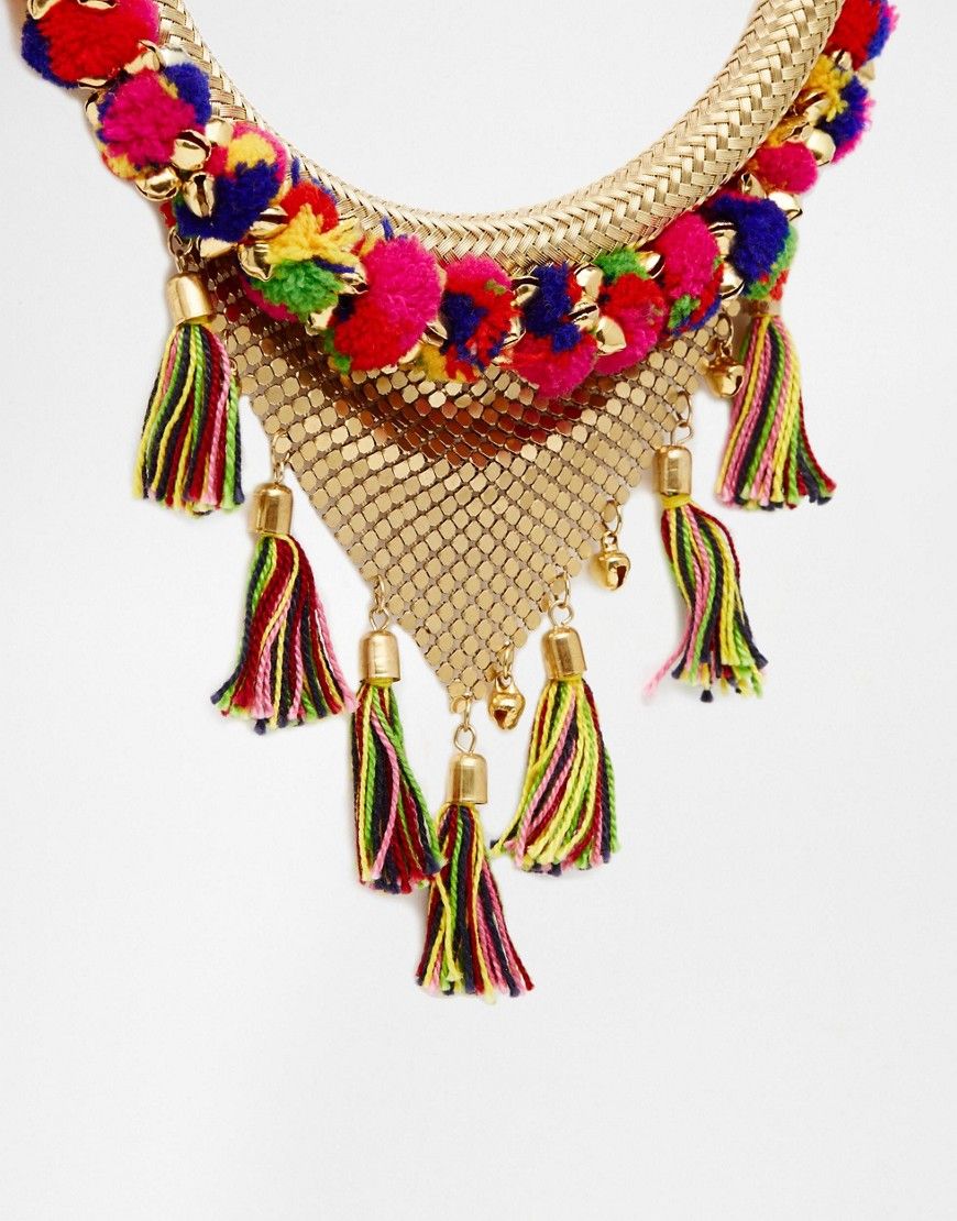 Glamorous Pom Pom & Tassel Necklace | ASOS UK