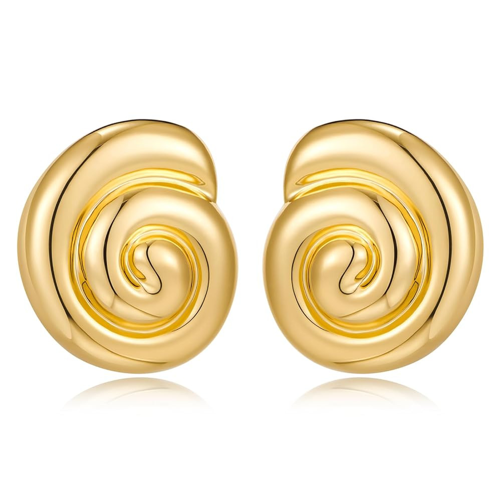 MUYAN Gold Ocean Conch Earrings for Women Fashion Spiral Shell Stud Earrings Beach Jewelry | Amazon (US)